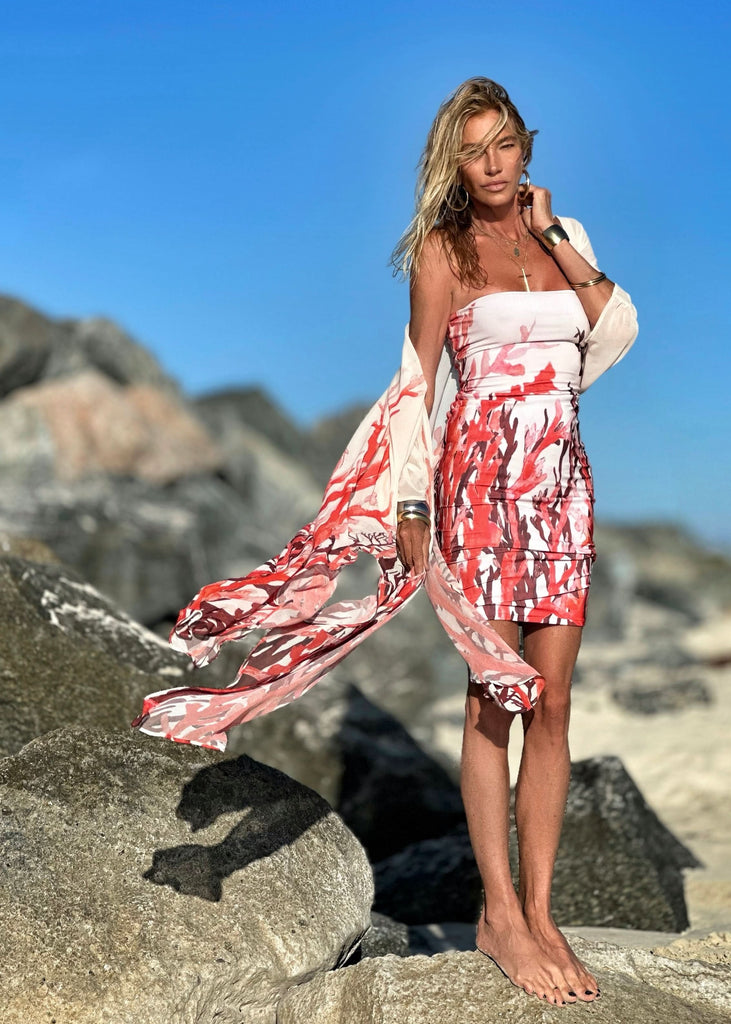 Pamela Strapless Dress Fire Coral