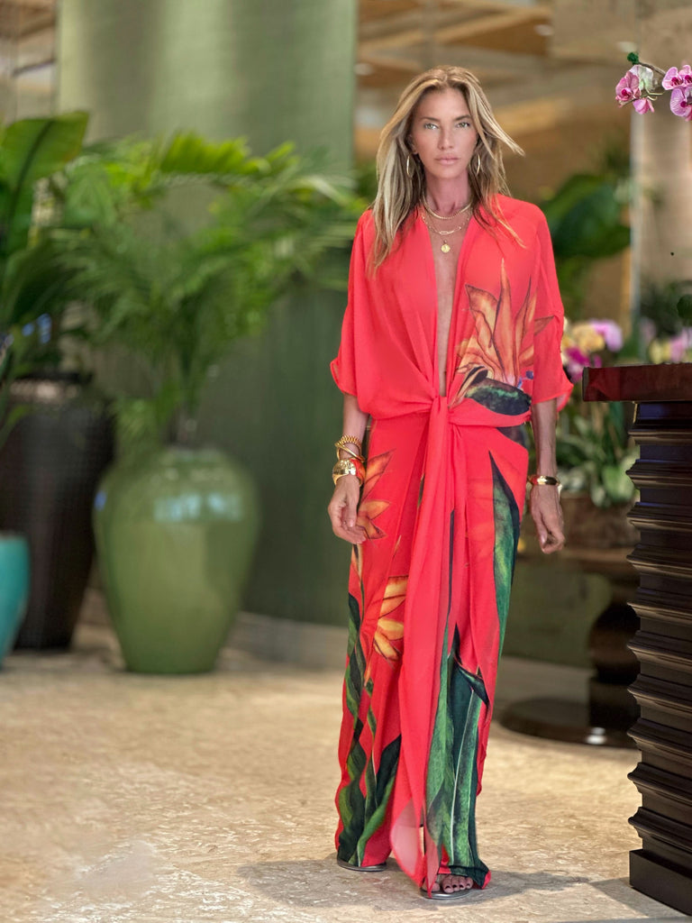 Erte Kaftan Blood Orange Paradise