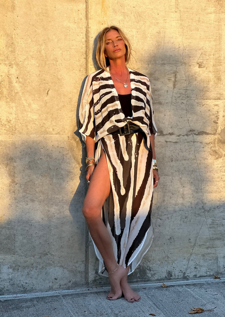 Erte Kaftan Classic Black And White Zebra