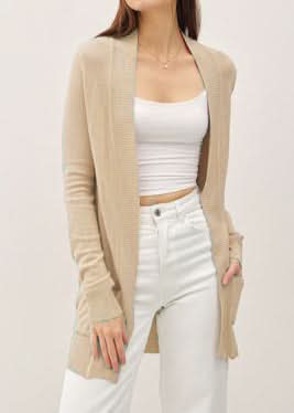 Poppy Open Front Cardigan Sand