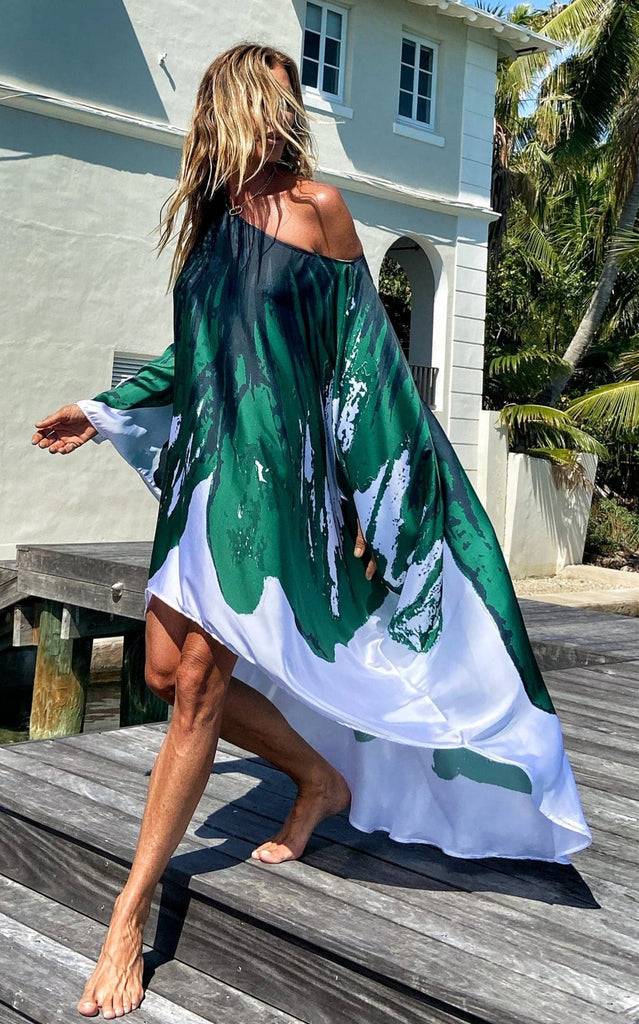 RiRi Kaftan Green Hibiscus